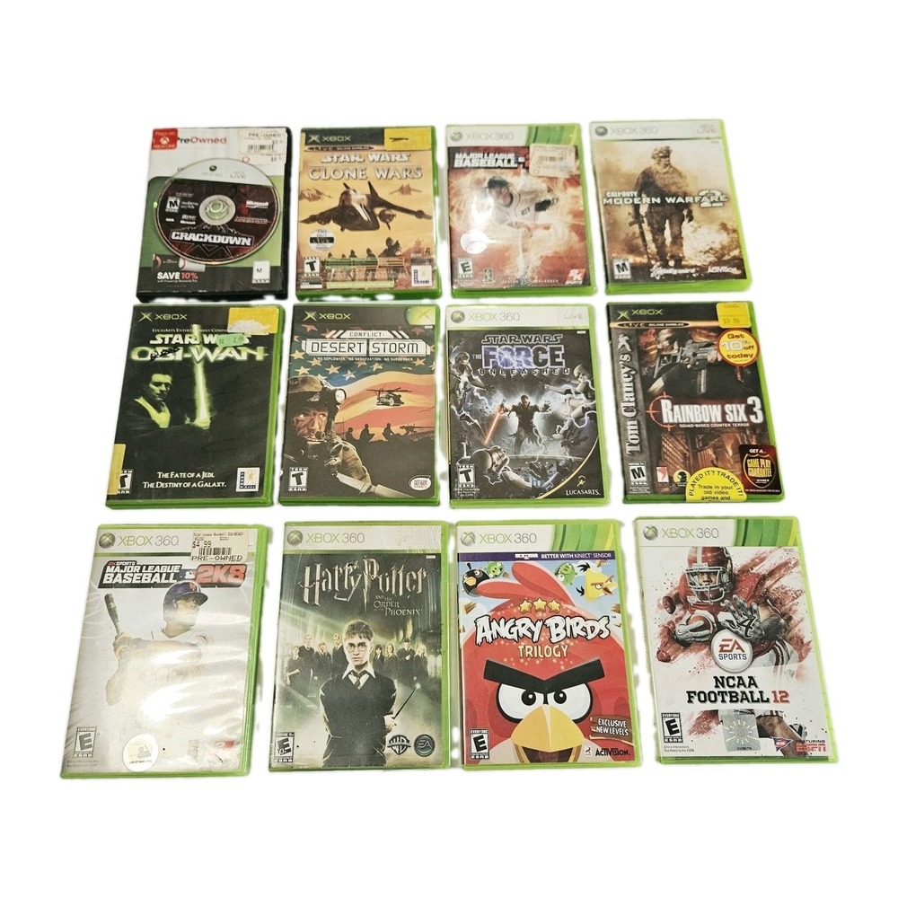 Xbox 360 & Original Xbox Game Lot – 12 Games – Star Wars, Angry Birds, Rainbow 6